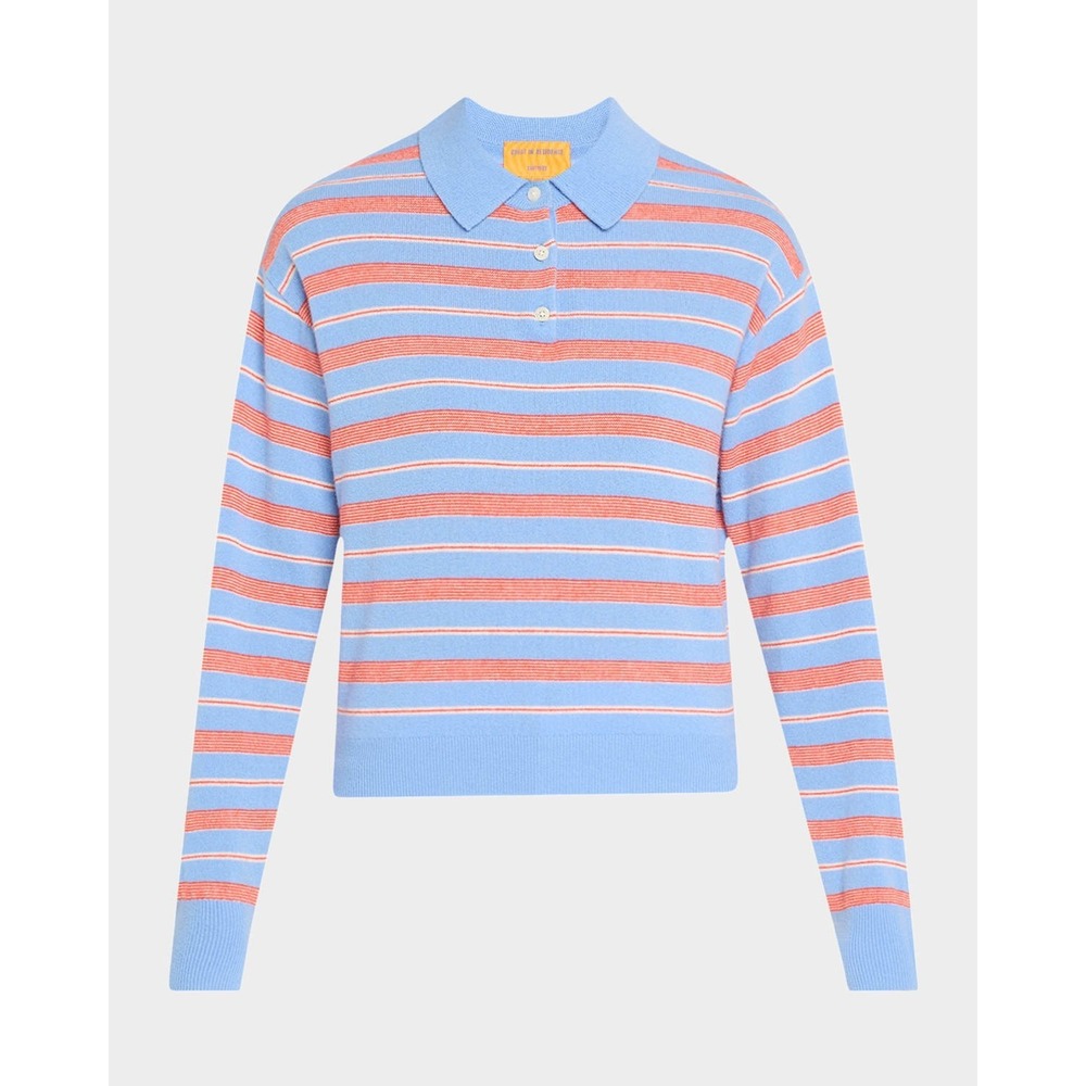Guest in Residence Collegiate Stripe Polo Cashmere Sweater SMALL NWT - Picture 5 of 11